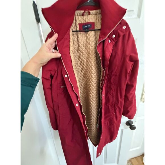 Lands End Delancey Womens Red Winter Parka Coat Size Large - Picture 8 of 13